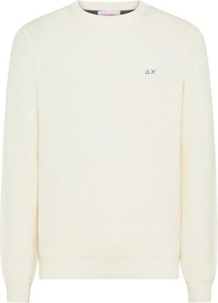 Sun 68 Rice Knitway Sweater - Heren - Ronde hals truien - Wit - XL - Katoen - Truien & Vesten