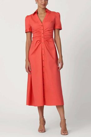 Shoshanna Barnet Midi Dress In Tangerine