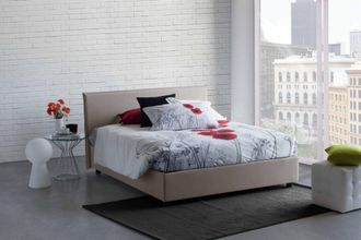 Dmora Dmora - Cama Matrimonial Dambros, Cama Contenedor Con Revestimiento De Tela, 100% Made In Italy, Apertura Frontal, Adecuado Para Colch&oacute;n Cm 160x190, T