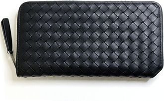 Bottega Veneta Black Leather Long Wallet (Bi-Fold) (Pre-Owned)