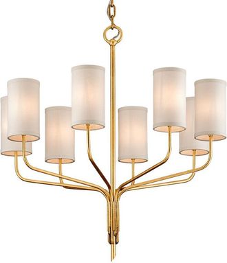 Hudson Valley Lighting Hudson Valley Lighting - Juniper L&aacute;mpara De Ara&ntilde;a De 8 Luces Pan De Oro Texturizado, Pantalla De Tela