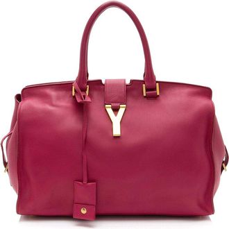 Saint Laurent Pink Leather Classic Cabas Y Medium Tote (Authentic Pre-Loved)