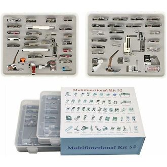 OEM Juego De 52 Prensatelas Profesionales Con Caja De Almacenamiento De Pl&aacute;stico Para M&aacute;quinas De Coser De Ca&ntilde;a Baja De Brother, Singer, Janome, Babylock,