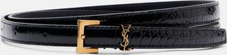 Saint Laurent Cassandre croc-effect leather belt