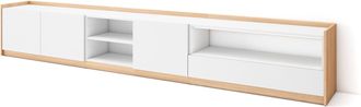 Skraut Home Skraut Home - Mueble Tv, Televisi&oacute;n, 310x37x50cm, Para Tv Hasta 80, Blanco Y Roble Soft
