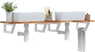 vidaXL Vidaxl - Estante De Lavabo De Pared Acero Y Madera Maciza De Acacia