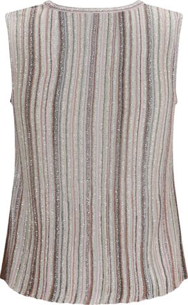 Missoni Womens Sleeveless Ribbed Sequin Top Pink Tones