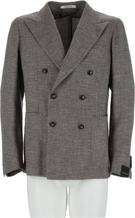 Tagliatore Multicolour Cropped Textured Virgin Wool-Blend Blazer