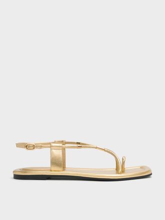 Charles & Keith Metallic-Accent Toe-Ring Sandals