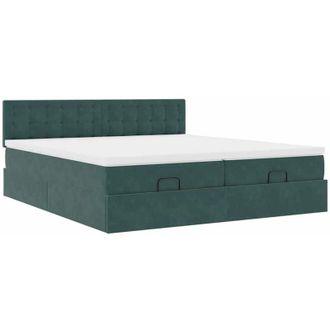 vidaXL Vidaxl - Estructura De Cama Otomana Colchones Terciopelo Verde Oscuro