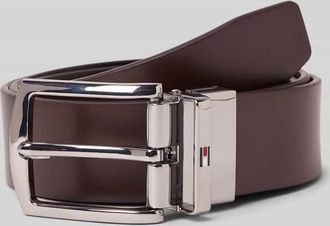 Tommy Hilfiger Ledergürtel mit Logo-Prägung in Dunkelbraun, Größe 95