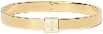 Tory Burch Logo Hinge Bracelet in Tory Gold /New Ivory at Nordstrom, Size Medium