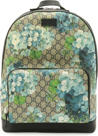 Gucci Gg Blooms Blue Multi-Color Gg Supreme Canvas Pvc Coated Canvas Leather Backpack (Pre-Owned)