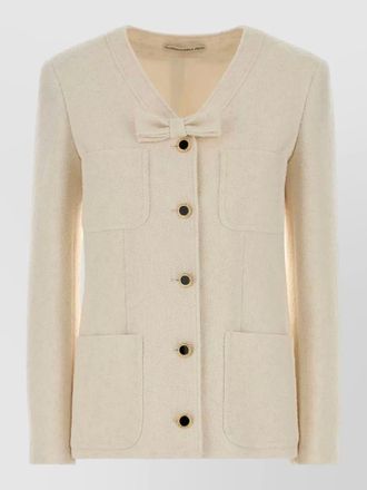 Alessandra Rich boucl&eacute; single-breasted coat