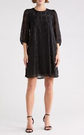 Calvin Klein Metallic Chiffon Shift Dress in Black at Nordstrom Rack, Size 10