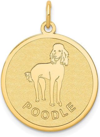 Diamond2Deal 14k Yellow Gold POODLE 20mm Disc Dog Charm Pendant