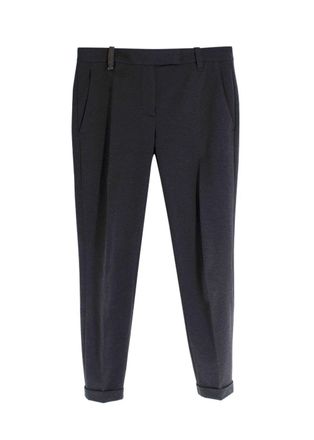 Brunello Cucinelli Grey Fitted Trousers with Signature Detail Size S
