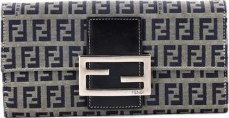 Fendi Portafoglio continental FF piccolo in tela con motivo Zucchino - Nero