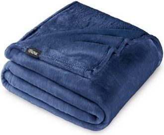 Bare Home Microplush Fleece Throw Blanket in Dark Blue at Nordstrom, Size Standard