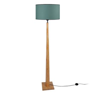 Tosel Lamp&aacute;ra de pie boismadera Alt.156cm natural ;Pantalla: verde