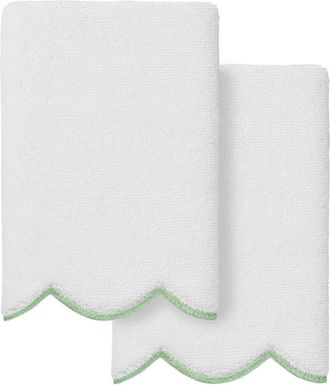 Linum Home Textiles 100% Turkish Cotton Adornia Scallop 2Pc Fingertip Towel Set