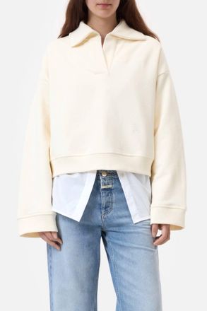 Closed Open Polo Sweatshirt In Dune Beige