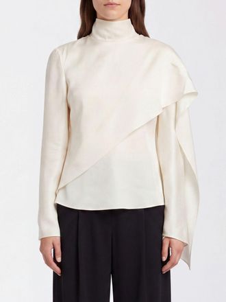 R&oacute;he Blusa asimmetrica in pura seta con collo alto e maniche lunghe