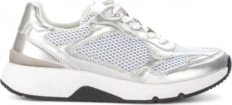 Gabor Rolling Soft Zilver/Wit Sneaker - Dames - Sneakers - Grijs - 38 1/2 EU - Leer - Schoenen