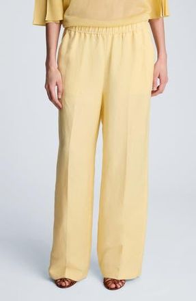 Kenneth Cole Pull-On Linen Blend Straight Leg Pants in Pastel Yellow at Nordstrom Rack, Size X-Small Regular