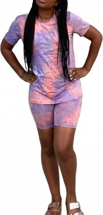 Daisy Knights Cotton Candy Short Set In Pink/purple