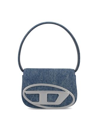 Diesel Shoulder Bag In Blue Denim With Leather Trims And Oval D Plaque