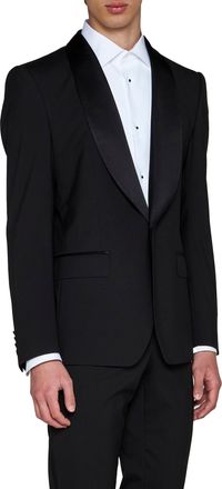 Dolce & Gabbana Mens Tuxedo Blazer Sicilia Black Stretch Wool Virgin Jacket