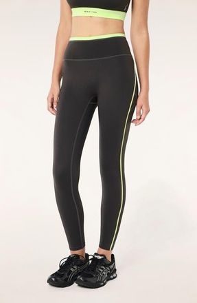 P.E Nation Rapid Pocket Leggings in Caviar/Washed Lime at Nordstrom, Size X-Small