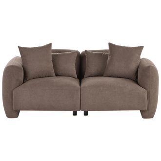 Beliani Sof&aacute; Tapizado Minimalista De Perfil Bajo 3 Plazas Asiento Profundo Marr&oacute;n Eknes