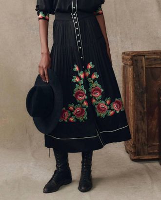 The Great. Heirloom Rose Highland Skirt In Black