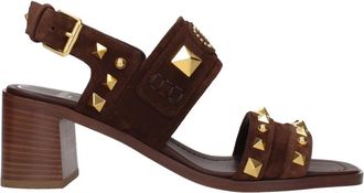 Valentino Garavani F84685 Leren Sandalen met Bandjes - Dames - Sandalen met hakken - Bruin - 36 EU - Leer - Schoenen