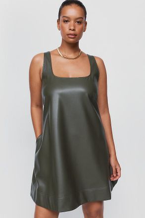 Maeve Keiko Faux Leather Mini Swing Dress