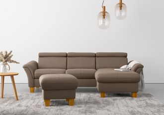 HOME AFFAIRE Ecksofa »Lindgren L-Form« wahlweise mit Bett mit klappbaren Rollen, Kasten und Kopfverstellung