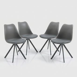 Oresteluchetta Juego De 4 Sillas Dise&ntilde;o Contempor&aacute;neo De Polipropileno Y Eco Cuero Smart Slim - Gris
