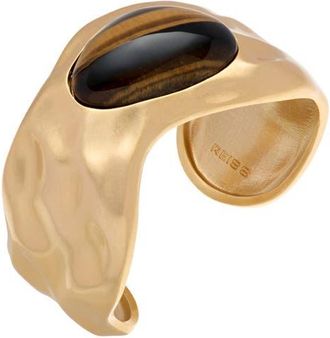Reiss Tillie Tumbled Stone Cuff Bracelet in Gold Tone /Tigers Eye at Nordstrom