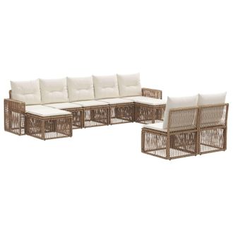 vidaXL Conjunto De Sof&aacute;s De Jard&iacute;n 9 Pcs Beige Y Blanco Crema Vidaxl
