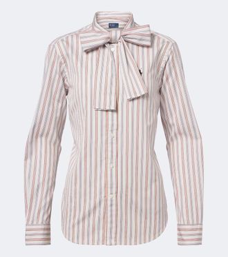Polo Ralph Lauren Bow-detail striped cotton poplin shirt