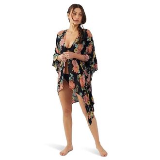 O'Neill Natalie Cover Up Womens Black Kimono Sleeve Swimwear JDM2538