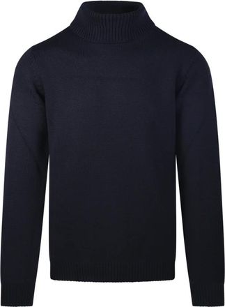 Roberto Collina Truien & Vesten, Heren, Blauw, XL, Wol, Merino Wol Trui met Col