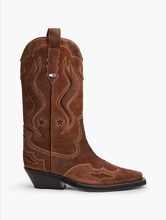 Tommy Hilfiger Archive Suede Contrast Topstitch Cowboy Boots