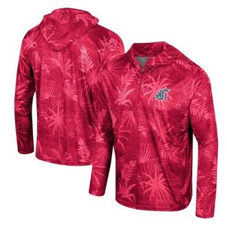 Colosseum Mens Colosseum Crimson Washington State Cougars Palms Printed Lightweight Quarter-Zip Hooded Top at Nordstrom, Size X-Large