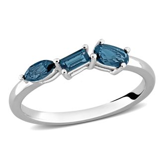 Mimi & Max Multi-Gem Three Stone Ring Sterling Silver