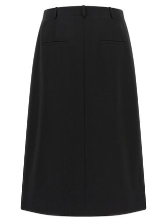 Fendi Grain de Poudre Wool Midi Skirt - Black