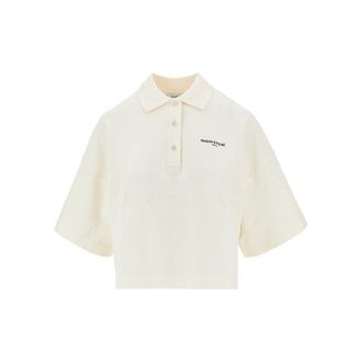 Maison Kitsun&eacute; Logo embroidery oversized Boxy Fit polo shirt Woman M
