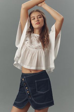 Pilcro Reworked Denim Wrap Mini Skirt